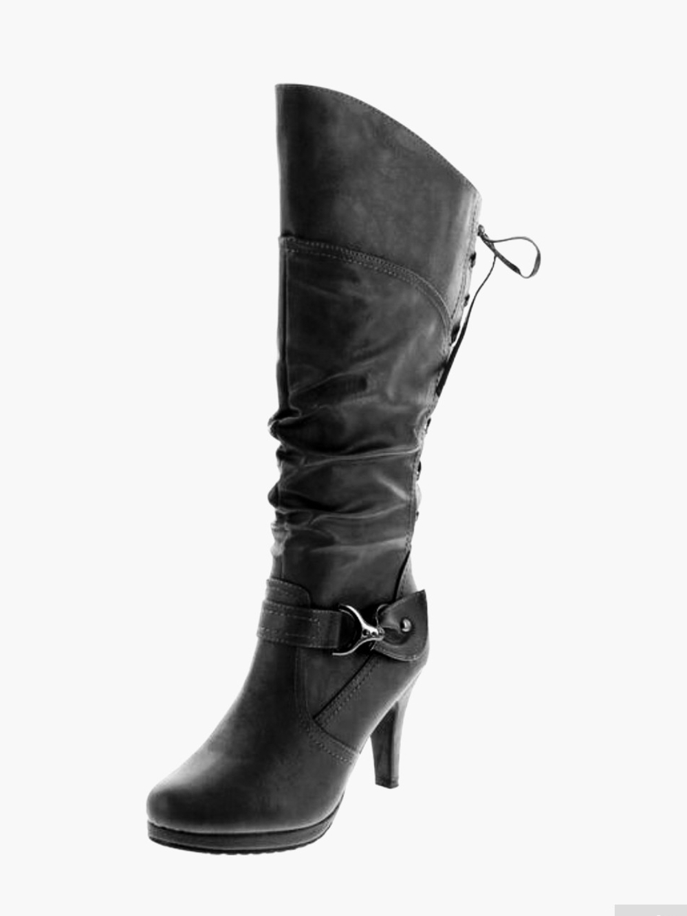 Top Mota Page 65Tall Black High-Heel Boot with Buckle Detail